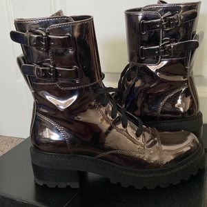 DKNY; Gunmetal colored boots; Size 8.5